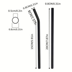 11pcs Glass Straw Set Heat Resistant Straw Cleaning Brush Bag Reusable Straw