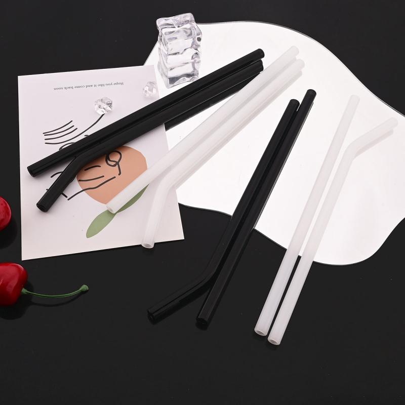 11pcs Glass Straw Set Heat Resistant Straw Cleaning Brush Bag Reusable Straw