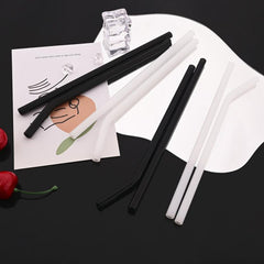 11pcs Glass Straw Set Heat Resistant Straw Cleaning Brush Bag Reusable Straw
