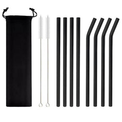 11pcs Glass Straw Set Heat Resistant Straw Cleaning Brush Bag Reusable Straw