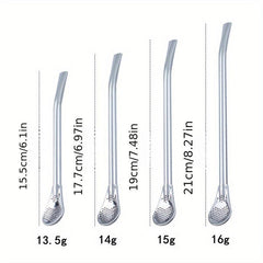 1pc Reusable Straw Spoon Stainless Steel Spoon Straws