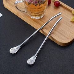 1pc Reusable Straw Spoon Stainless Steel Spoon Straws