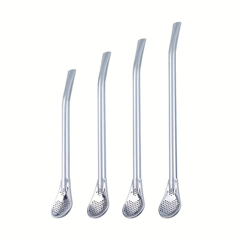 1pc Reusable Straw Spoon Stainless Steel Spoon Straws