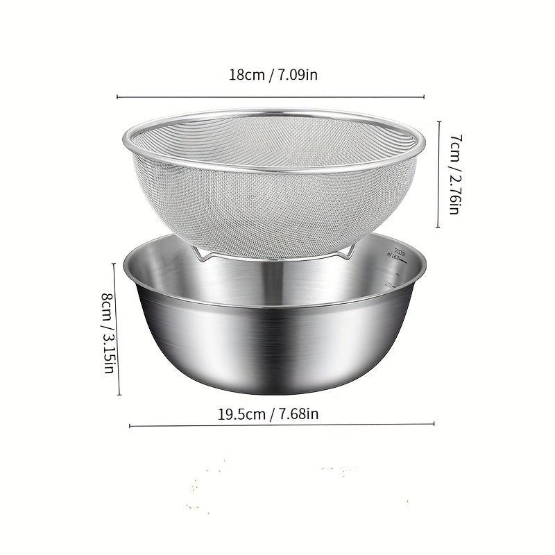 304 Stainless Steel Kitchen Washing Basket Drainage Basin 16 Mesh Rice Basket