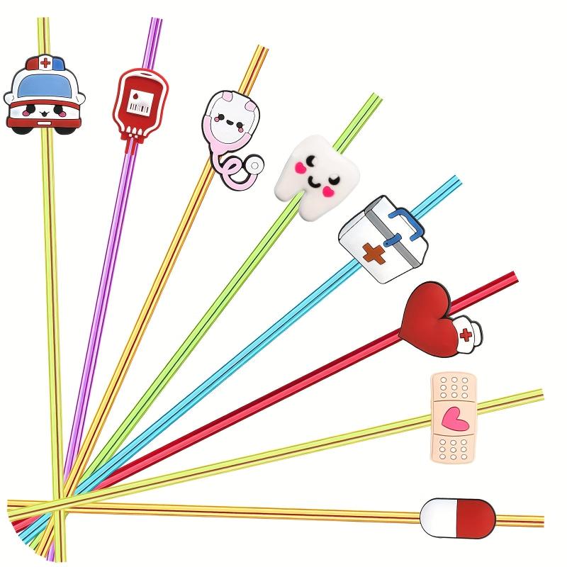 8pcs Medical Theme Reusable Straw For Family Gatherings