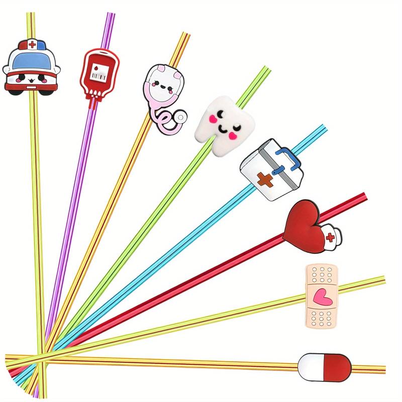 8pcs Medical Theme Reusable Straw For Family Gatherings