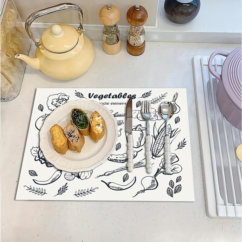 Silicone Drain Mat Vegetable Pattern Absorbent Drying Mat
