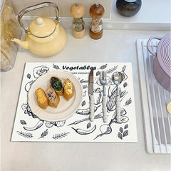 Silicone Drain Mat Vegetable Pattern Absorbent Drying Mat