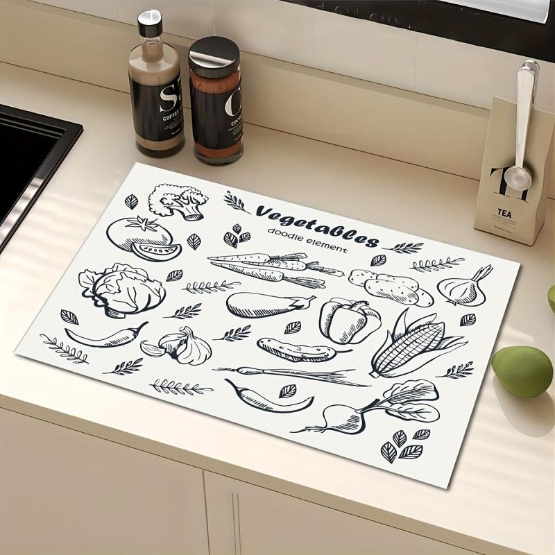 Silicone Drain Mat Vegetable Pattern Absorbent Drying Mat