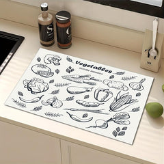 Silicone Drain Mat Vegetable Pattern Absorbent Drying Mat