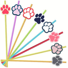 8pcs Dog Theme Reusable Straws for Family Gatherings