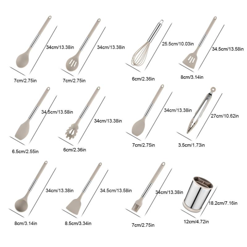 12pcs Silicone Kitchen Utensils Set Non-stick Cooking Spatula Spoon Brush