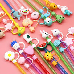 1pc Cartoon Straw Tips Cover for Convenient Drinking