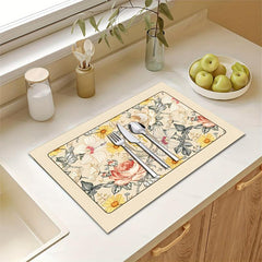 Silicone Drain Mat Flower Pattern Drying Pad Absorbent Tableware Sink Drain Pad