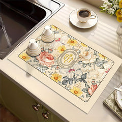 Silicone Drain Mat Flower Pattern Drying Pad Absorbent Tableware Sink Drain Pad