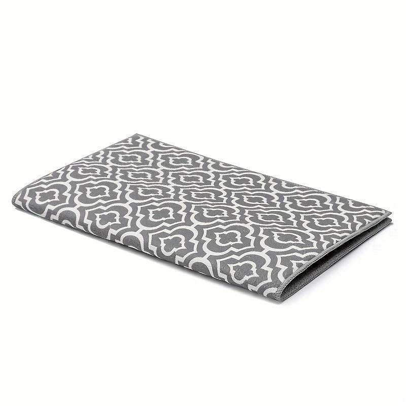 Non Slip Moroccan Pattern Dish Drying Mat - Absorbent Coffee Machine Mat