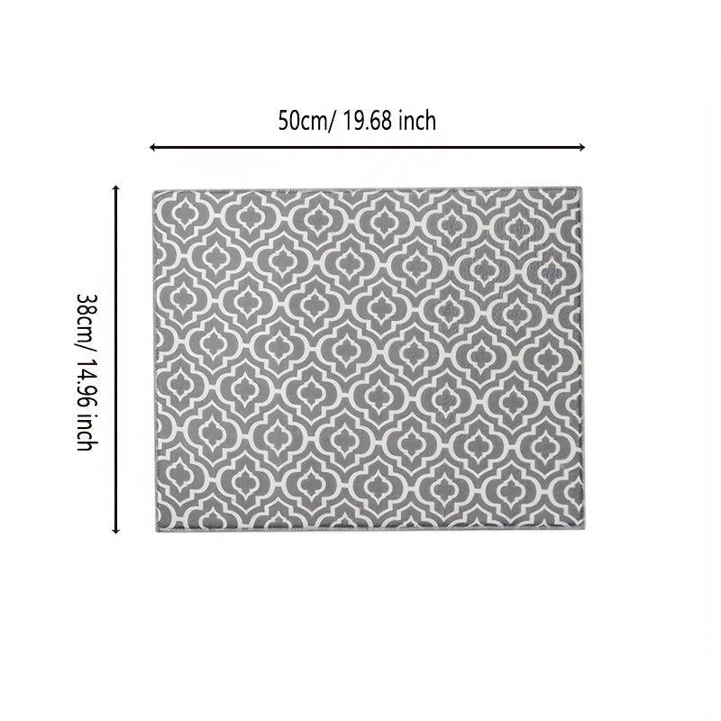 Non Slip Moroccan Pattern Dish Drying Mat - Absorbent Coffee Machine Mat