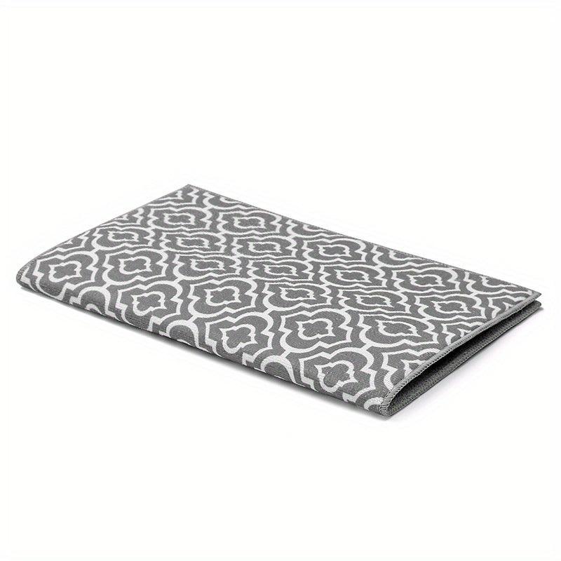 Non Slip Moroccan Pattern Dish Drying Mat - Absorbent Coffee Machine Mat