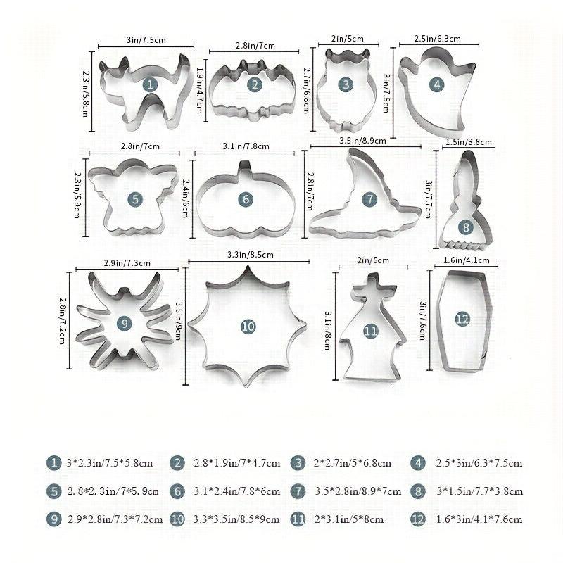 12pcs Halloween Cookie Cutters Stainless Steel Biscuit Molds Kitchen Accessories