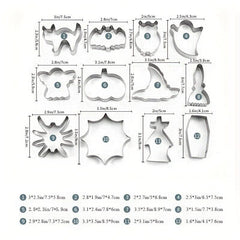 12pcs Halloween Cookie Cutters Stainless Steel Biscuit Molds Kitchen Accessories