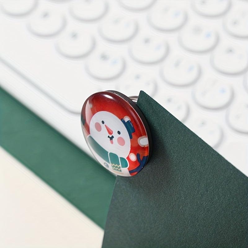 4pcs Glass Santa Snowman Fridge Magnets Decorative Magnets