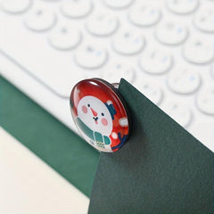 4pcs Glass Santa Snowman Fridge Magnets Decorative Magnets