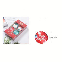 4pcs Glass Santa Snowman Fridge Magnets Decorative Magnets