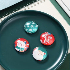 4pcs Glass Santa Snowman Fridge Magnets Decorative Magnets