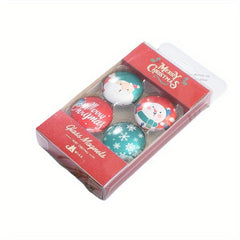 4pcs Glass Santa Snowman Fridge Magnets Decorative Magnets