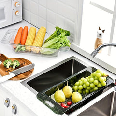 Adjustable Sink Rack Multifunctional Colander Vegetable Basket