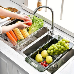 Adjustable Sink Rack Multifunctional Colander Vegetable Basket
