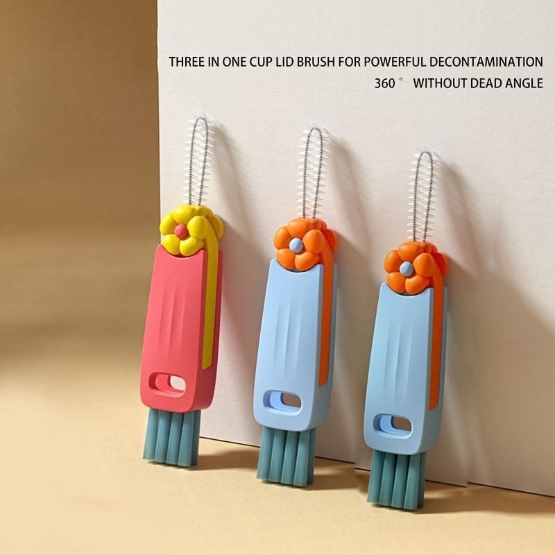 3in1 Bottle Cup Lid Cleaning Brush Multifunctional Tiny Brush