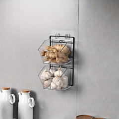 Wall Mounted Garlic Storage Box Hanging Basket Multifunctional Storage