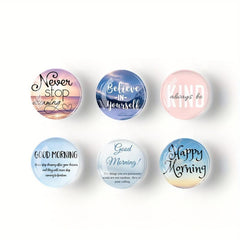 12pcs Glass Refrigerator Magnets Quotes Landscape Series Fridge Magnets