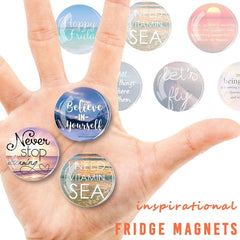 12pcs Glass Refrigerator Magnets Quotes Landscape Series Fridge Magnets