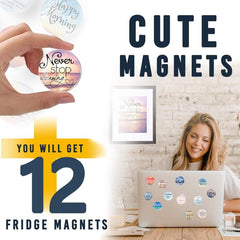 12pcs Glass Refrigerator Magnets Quotes Landscape Series Fridge Magnets
