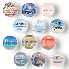 12pcs Glass Refrigerator Magnets Quotes Landscape Series Fridge Magnets