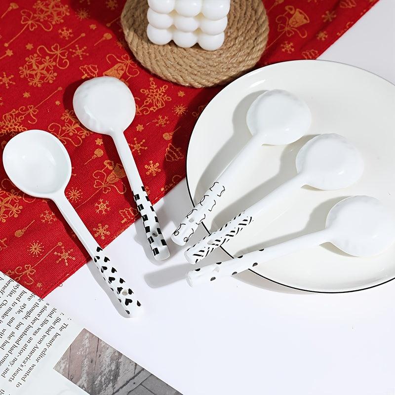5pcs Pattern Ceramic Spoon Set Kitchen Utensils Kit