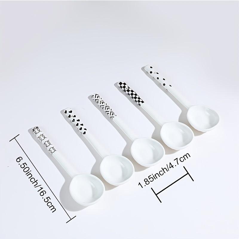 5pcs Pattern Ceramic Spoon Set Kitchen Utensils Kit