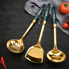 3pcs Stainless Steel Cooking Utensils Set Non-stick Frying Pan Spatula