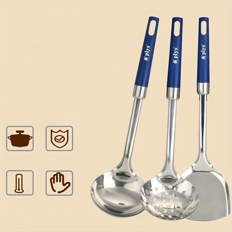 3pcs Stainless Steel Cooking Utensils Set Non-stick Frying Pan Spatula