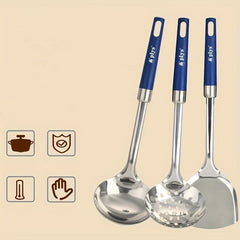 3pcs Stainless Steel Cooking Utensils Set Non-stick Frying Pan Spatula