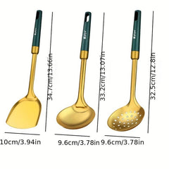 3pcs Stainless Steel Cooking Utensils Set Non-stick Frying Pan Spatula