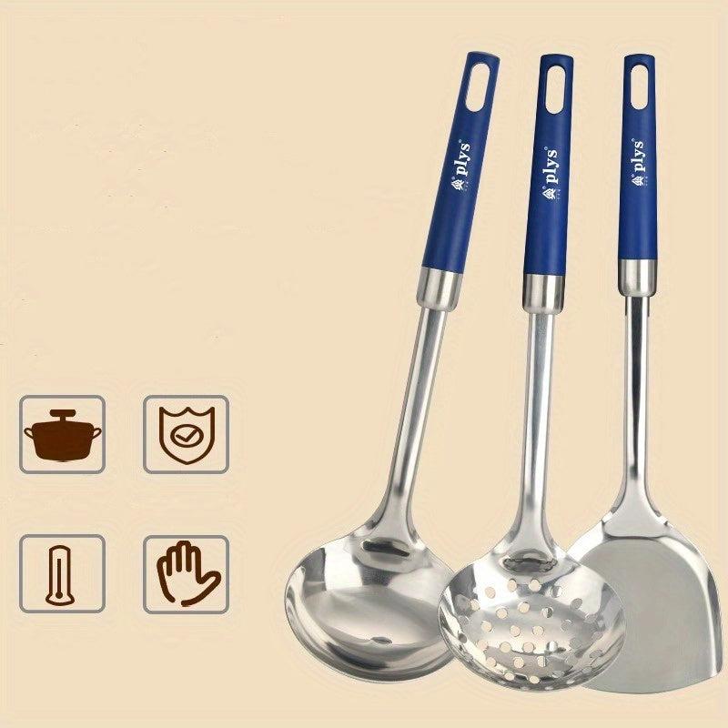 3pcs Stainless Steel Cooking Utensils Set Non-stick Frying Pan Spatula