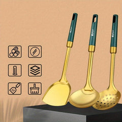 3pcs Stainless Steel Cooking Utensils Set Non-stick Frying Pan Spatula