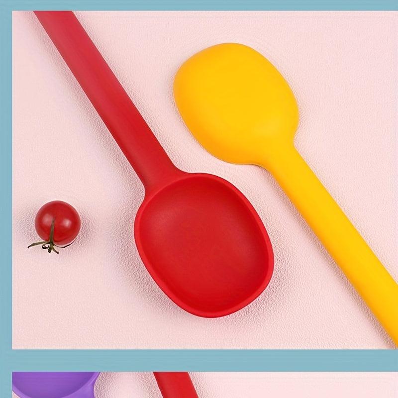 Silicone Kitchen Spoon Long Handle Heat Resistant Mixing Spoon