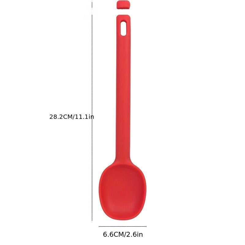Silicone Kitchen Spoon Long Handle Heat Resistant Mixing Spoon