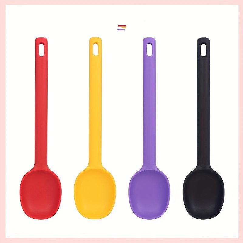 Silicone Kitchen Spoon Long Handle Heat Resistant Mixing Spoon