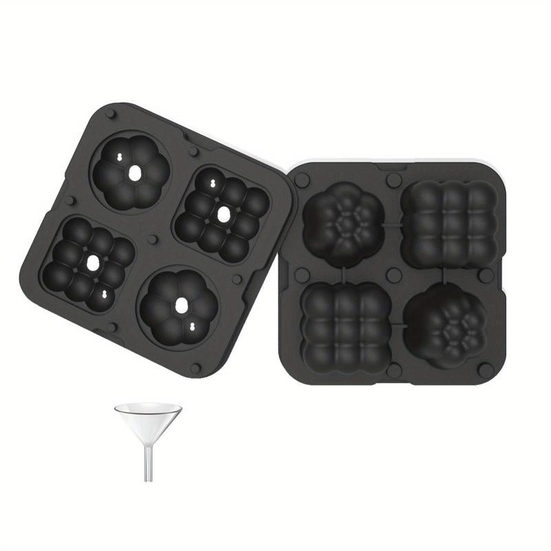 Ice Cube Mold Silicone Tray with Lid Stackable