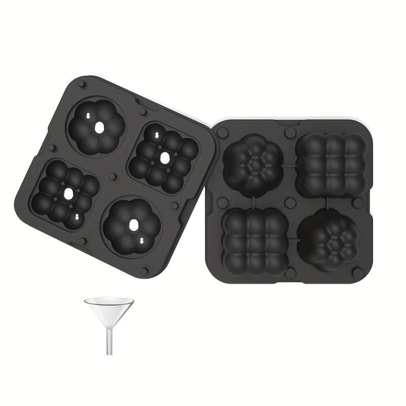 Ice Cube Mold Silicone Tray with Lid Stackable